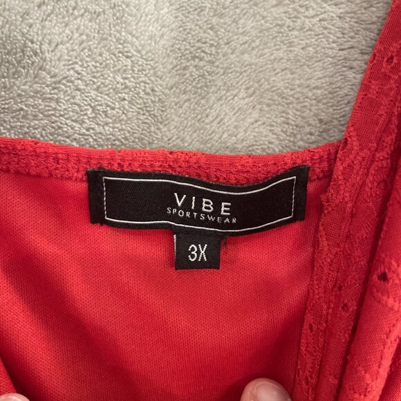Vibes Sportswear Plus Size 3X Red Dress,‎  Flirty Perforated Tiered Short  4th - Picture 3 of 12
